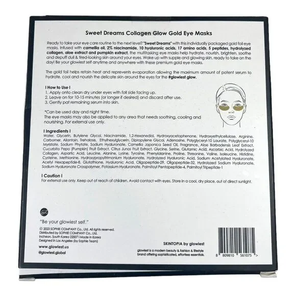 Sweet Dreams Collagen Glow Gold (5 Pack) Eye Masks in Box Glowiest NEW NIB - Picture 2 of 3